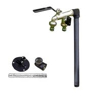 Robinet d'eau extérieur encastré dans le sol, Stainless Steel Vertical Garden Faucet Double Outlet Antifreeze Outdoor Multicolor Multiple Sizes(Black,60cm/24in)