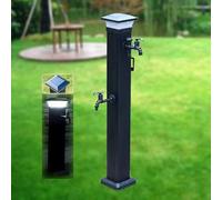 Robinet d'eau extérieur résistant au gel avec lumière LED solaire - Design double robinet 104 cm pour une meilleure solution d'arrosage de jardin