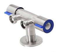 Robinet d'eau froide à double poignée en acier inoxydable pour machine à laver, robinet d'évier à double levier avec finition brossée, deux valves de sortie, 11,8 x 7 x 4,1 cm