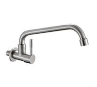 Robinet d'eau froide en acier inoxydable pour cuisine et salle de bain, robinet mural à levier unique avec construction résistante à la rouille 304, mousseur économiseur d'eau, argenté