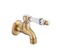 Robinet d'eau froide mural vintage avec poignée en céramique florale à levier unique pour serpillère piscine G1 2 finition antique 9,5 cm robinet d'évier de salle de bain élégant