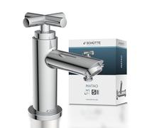 SCHÜTTE Robinet d'eau Froide MATAO, Robinet d'eau Froide pour la Salle de Bains, Robinet de Salle de Bains Uniquement pour l'eau Froide, Robinet sur Pied avec poignée Croisillon Chic, 37956