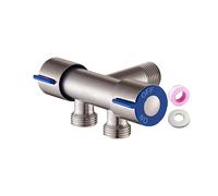 Robinet D'eau Froide Simple En Acier Inoxydable, 1 Entrée 2 Sorties, Salle De Bains, Toilettes, Valve D'angle, Machine À Laver, Double Sortie(Silver)