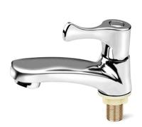 Robinet d'eau froide simple en alliage de zinc pour toilettes invités, robinet d'évier finition chromée avec valve d'économie d'eau