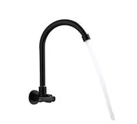 Robinet d'eau froide simple mural de cuisine noir G1/2, lavabo d'évier rotatif, robinet en acier inoxydable, accessoires de salle de bains(Black A)