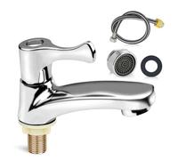 Robinet d'eau froide simple, robinet d'eau froide pour invités, WC, haut de gamme, robinet d'eau froide avec tuyau de raccordement de 60 cm avec bec filtrant pour lavabo, salle de bain, cuisine