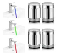 Robinet d'Eau LED Coloré - 4 Pièces Avec 3 Couleurs, Sensible À La Température, Capteur De Température Pour Salles De Bains, Cuisine
