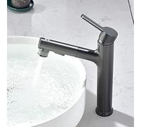 Robinet d'eau Robinet de Cuisine de Comptoir Pistolet Robinet extractible en Cuivre Gris Lavabo Chaud et Froid au-Dessus du Robinet de Bassin de comptoir Eau sur la tête de Lavage,DF