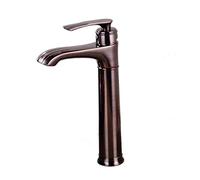 Robinet d'eau, Robinet de Salle de Bain mitigeur de lavabo rétro mitigeur à poignée Unique Bec Haut mélangeur à Levier de comptoir robinets d'eau, Laiton, Style campagnard, Noir, Or Rose