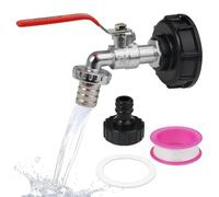 Robinet d'écoulement IBC 3/4" avec Raccord de Tuyau et Adaptateur, Robinet Cuve 1000L, IBC Raccord Robinet, Connecteur à Filetage, Robinet d'écoulement IBC, pour d'adaptateur Cuve