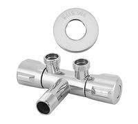 Robinet d'équerre à double sortie,G1/2 Toilette Bidet Douche,Robinet d'équerre en cuivre avec double sortie et robinets d'arrêt,Accessoires de salle de bain Pièces de rechange