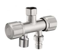 Robinet D'Équerre Universel Vanne D'Angle 3 Voies G1/2 À Une Entrée Et Deux Sorties Double Commande Pour Lave-Linge Et Wc Raccord Lave-Linge + Filtre