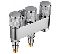 Robinet D'Équerre Universel Vanne D'Angle G1/2 Tout Cuivre Entrée Simple Sortie Trois Inverseur De Toilette Interrupteur De Robinet De Machine À Laver G1/2+ Double Machine À Laver Argent