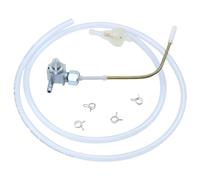 Robinet d'essence Puch Maxi P1, M12 x 1 vissé latéralement, levier métallique vers l'avant + filtre, tuyau et agrafes