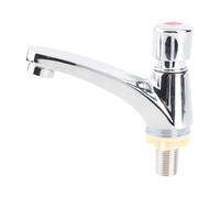 Robinet d'évier à fermeture automatique chromé pour salle de bain de cuisine publique, robinet de lavabo à temporisation d'économie d'eau avec filetage femelle G1/2, type poussoir