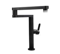 Robinet d'évier à Levier Unique Pliable, Rotatif à 360 ° et Pliable, mitigeur d'évier d'eau Chaude et Froide, poignée Unique rétro Noir