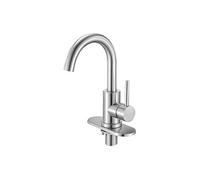 VEVOR Robinet d'évier à poignée unique, mitigeur de cuisine à arc élevé, finition nickel brossé, avec aérateur anti-éclaboussures, pour salle de bain, camping-car, évier de bar, toilettes publiques