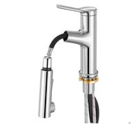 VEVOR Robinet d'évier à poignée unique, mitigeur de cuisine à tirette unique 1 ou 3 trous, sans plomb, avec interrupteur à bouton-poussoir, pour salle de bain, camping-car, bar, toilettes publiques