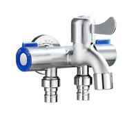 Robinet d'évier à trois voies en acier inoxydable, Machine laver, vanne d'angle 2 avec ruban brut 12x6x9cm G1/2" Pour Salle De Bain