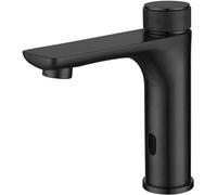 Robinet d'évier automatique sans contact avec indicateur LED - Robinet mitigeur hygiénique noir pour salle de bain, design économiseur d'eau, installation facile, activé par capteur pour un confort