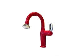 Robinet d'évier avec profil OVNI distinctif, mécanisme extractible, double modes d'eau, tuyau extensible de 60 cm, bec rotatif à 360°, contrôle de la température thermostatique (rouge corail)
