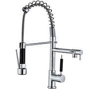 Robinet d'évier avec pulvérisateur extractible, rotation à 360 °, 2 fonctions, jet et mousseur, robinet mitigeur de lavabo, robinet de lavabo monté sur le pont à double poignée en laiton, robinet