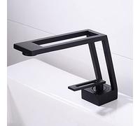 Robinet d'évier carré, robinet de lavabo noir, mitigeur d'eau chaude et froide en laiton, mitigeur de salle de bain monotrou, noyau de valve en céramique,B (Color : A)