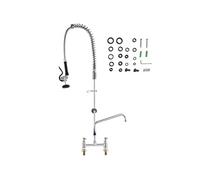 VEVOR Robinet de Cuisine Commercial avec Pulvérisateur de Pré-rinçage, Mitigeur avec Douchette Extractible, 1120 mm de Haut, Entraxe 203 mm, Bec Pivotant 305 mm, Montage sur Pont, pour Évier Rstaurant
