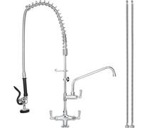 Robinet d'évier commercial de 91 cm de hauteur avec douchette de pré-rinçage, robinet de cuisine commercial avec bec pivotant de 25 cm et douchette extractible à ressort, robinet de cuisine central