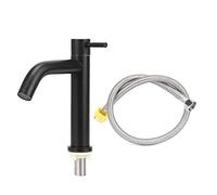 Robinet d'évier de bassin de salle de bains en acier inoxydable poignée ergonomique unique robinet d'eau froide avec tuyau pour cuisine de salle de bains