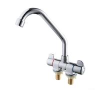 Robinet d'évier de camping-car avec double poignées et bec pliable, contrôle de l'eau chaude et froide, rotation à 360 degrés et filetage standard G1/2 pour installation d'évier (002)