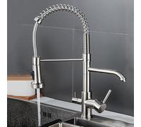 Robinet d'évier de cuisine à 3 voies - Robinet pulvérisateur rotatif à 360° - Robinet à osmose en laiton brossé - Design moderne et élégant - Parfait pour la cuisine à la maison
