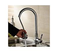 Robinet d'évier de cuisine à eau avec entraînement, robinets de bassin en laiton de boulet en laiton à 2 fonctions robinets de vanité à poignée unique et à eau chaude, ponts de cuisine montés,
