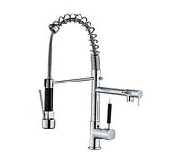 Robinet d'évier de cuisine avec pulvérisateur extractible, rotation à 360 ° 2 fonctions et mitigeur de lavabo, robinet de vanité, robinets d'évier de cuisine en laiton à double poignée, or(Chrome)