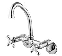 Robinet d'évier de cuisine chromé poli avec double poignée en croix réglable de 7,6 à 22,9 cm