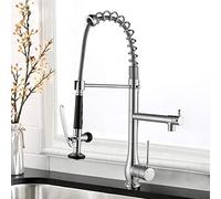 Robinet d'évier de Cuisine contemporaine, Robinet de Cuisine en Laiton à Handle avec pulvérisateur de Paille vers Le Bas, robinets d'évier de Cuisine Commerciale à Printemps bifonctionnelle,