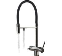 Robinet d'évier de cuisine, design Dual-Handle, type de jet extensible, gris