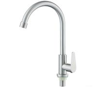 Robinet d'évier de cuisine en acier inoxydable 304, robinet à trou unique pour eau froide, mousseur économiseur d'eau, robinet à levier résistant à la rouille pour cuisine, bar ou salle de bain