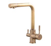 Robinet d'évier de cuisine en laiton brossé 3 voies avec 2 poignées pour l'eau potable, design élégant et durable TIFLOW CUSCINE