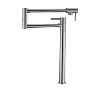 Robinet d'évier de cuisine en laiton brossé, remplissage Pot Nickel, bras pivotant à Double Joint, extensible, trou unique avec deux poignées