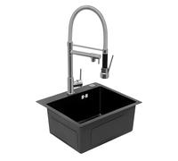 Robinet d'évier de cuisine en laiton rotatif à 360° avec 2 modes de sortie d'eau - Robinet extensible cascade - Hauteur du bec : 26,5 cm - Argenté