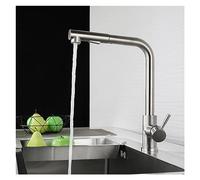 Robinet d'évier de cuisine extractible 2 fonctions buse de pulvérisateur robinet Rotation pont montage en acier inoxydable mélangeur d'eau chaude froide for(Silver)