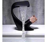 Robinet d'évier de cuisine for bar Farmhouse Commercial, robinet d'eau fini chrome, robinets salle bain, mélangeur chaude et froide, monotrou monté sur pont(Black Rose Handle)