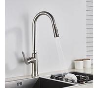 Robinet d'évier de cuisine for bar Farmhouse Commercial, robinet noir en nickel brossé, mélangeur grue à montage sur pont chaud et froid rotation libre, mélangeurs type moderne(Nickel)