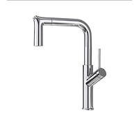 Robinet d'évier de cuisine for bar Farmhouse Commercial, robinets extractibles, mélangeur pivotant noir, mitigeur d'eau rotatif monotrou, robinet(Chrome)