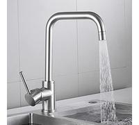 Robinet d'évier de cuisine for bar, ferme, commercial, eau en laiton, mélangeur robinet pivotant à 360 °, mitigeur monotrou noir, robinets