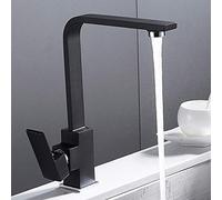 Robinet d'évier de cuisine moderne cascade un trou levier unique en laiton massif monobloc poli noir pivotant mitigeur de lavabo froid et chaud robinet mitigeur noir
