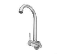 Robinet d'évier de cuisine mural en acier inoxydable 304 avec rotation à 360 degrés, valve résistante aux fuites et base fixe intégrée pour plus de stabilité (S)