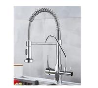 Robinet d'évier de cuisine noir mat 3 voies mélangeur chaud et froid double poignée robinet d'eau potable durable et élégant CF001