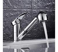 Robinet d'évier de Cuisine pivotant à 360 degrés extractible, économie d'eau, lavabo Poli, mélangeur de Grue, Robinet en Laiton à poignée Unique monté sur Le Pont/Chrome